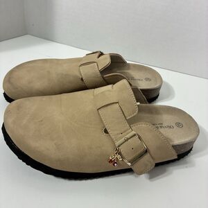 Olivia & Kate Women’s Size 5.5 Tan Buckle Clog Mules Cherry Charm Sandals